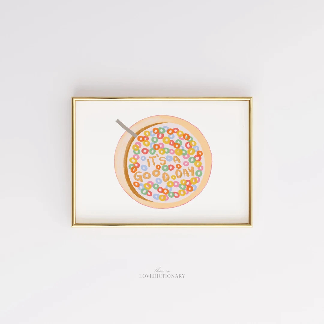 It's a Good Day Cereal Bowl Art Print, Hand-drawn Breakfast Illustration, Playful Kitchen Wall Ar... | Etsy (US)