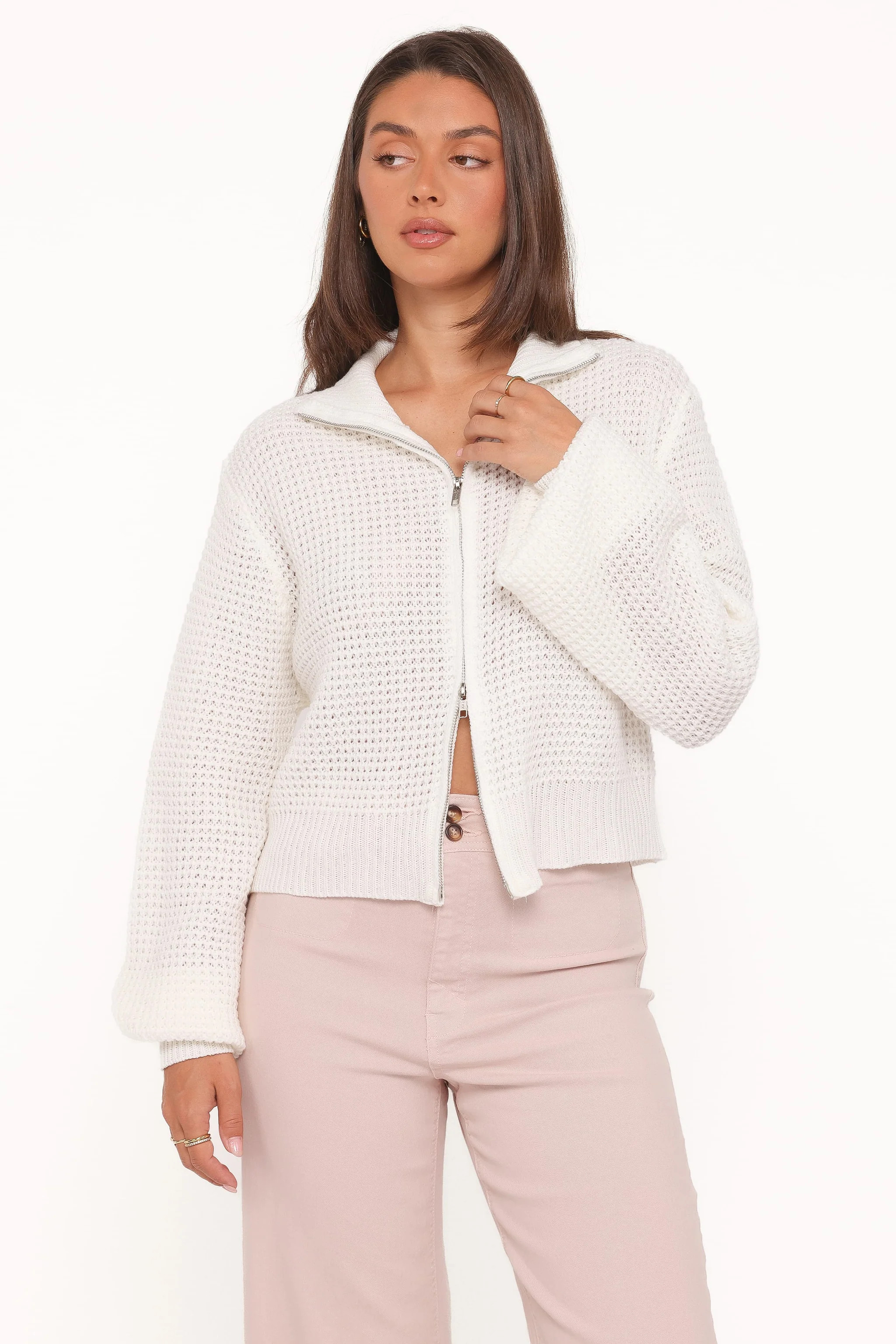 Inara Zip Cardigan - Cream | Petal & Pup (US)