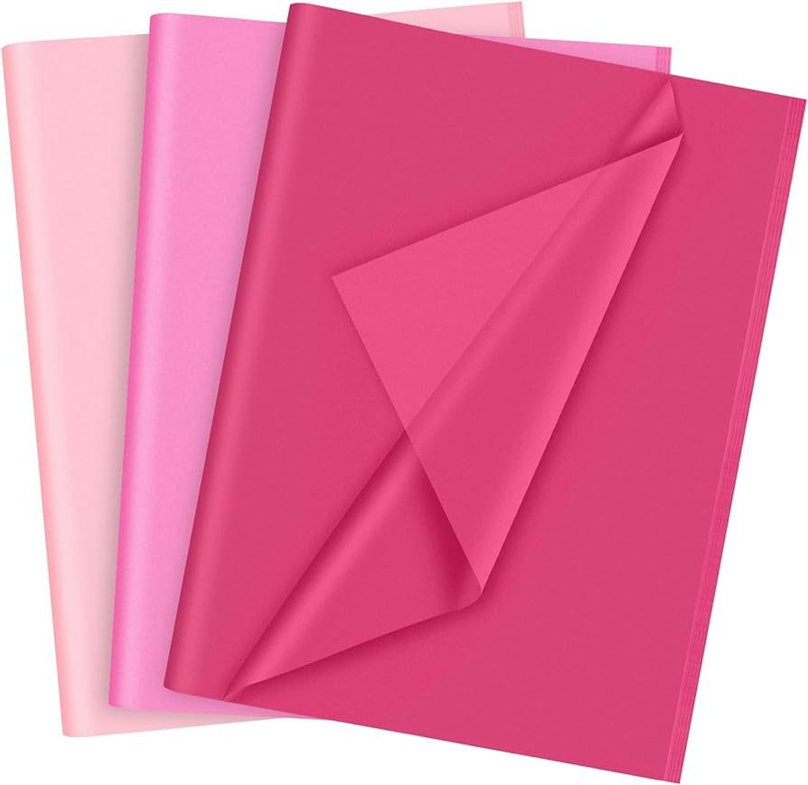 PLULON 60 Sheets Valentine Day Baby Shower Decorations Pink Tissue Paper Bulk, Coloured Gift Wrap... | Amazon (US)