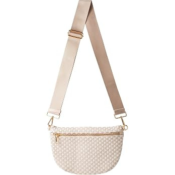Woven Crossbody Bag for Women, Checkered PU Bum Bag Sling Purse with Adjustable Strap for Travel,... | Amazon (US)
