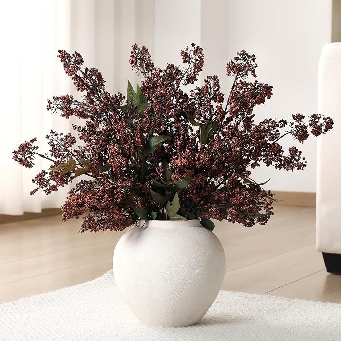 Dingion 3 Pcs 43 Inch Artificial Dark Brown Berry Stem Spring Faux Realistic Sedum Stem Spray Flo... | Amazon (US)