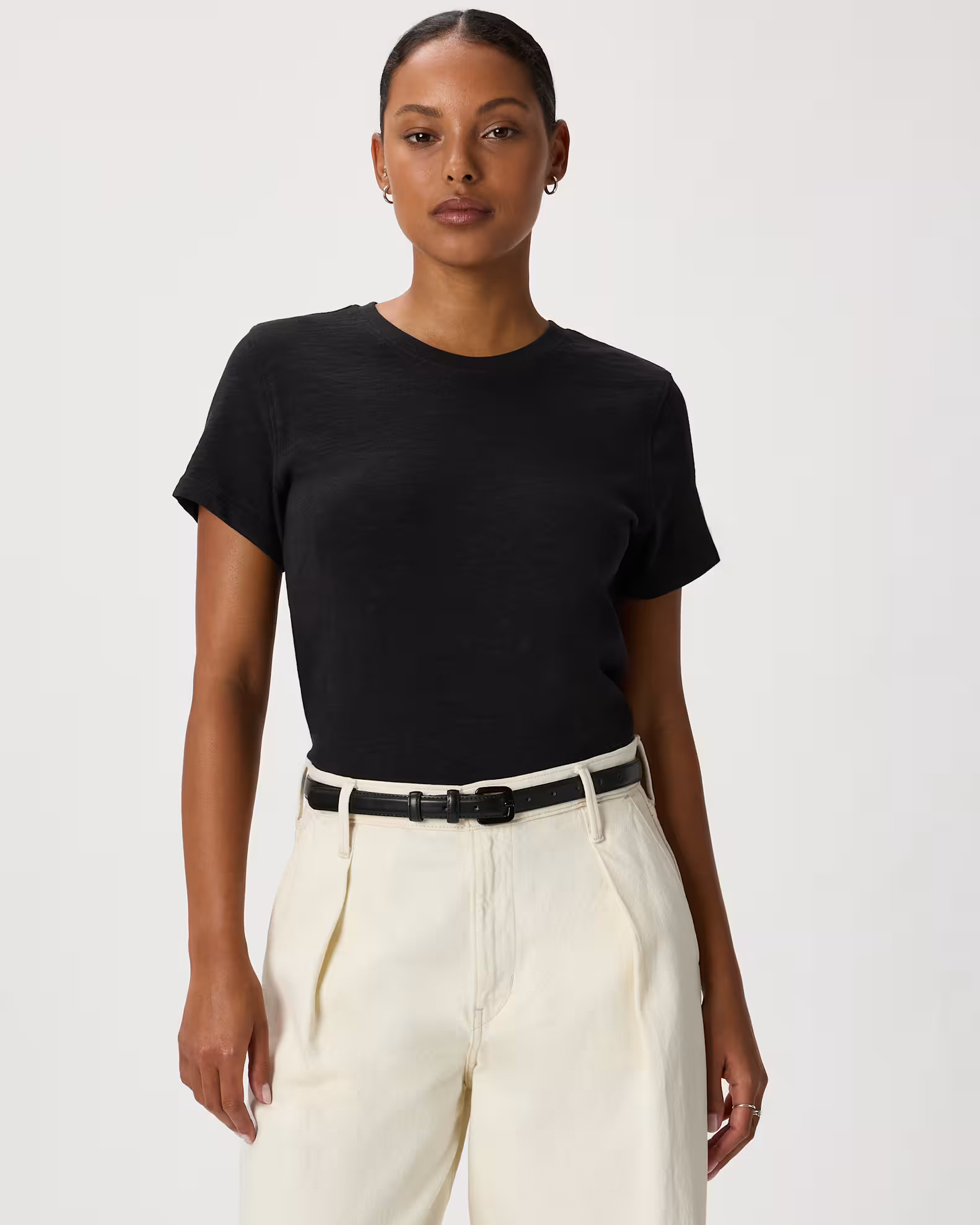 100% Organic Cotton Slub Crewneck Tee in Black | Quince