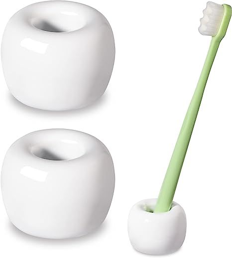 Urbanstrive Sleek Mini Ceramics Toothbrush Holder Stand for Bathroom Vanity Countertops, White, 2... | Amazon (US)