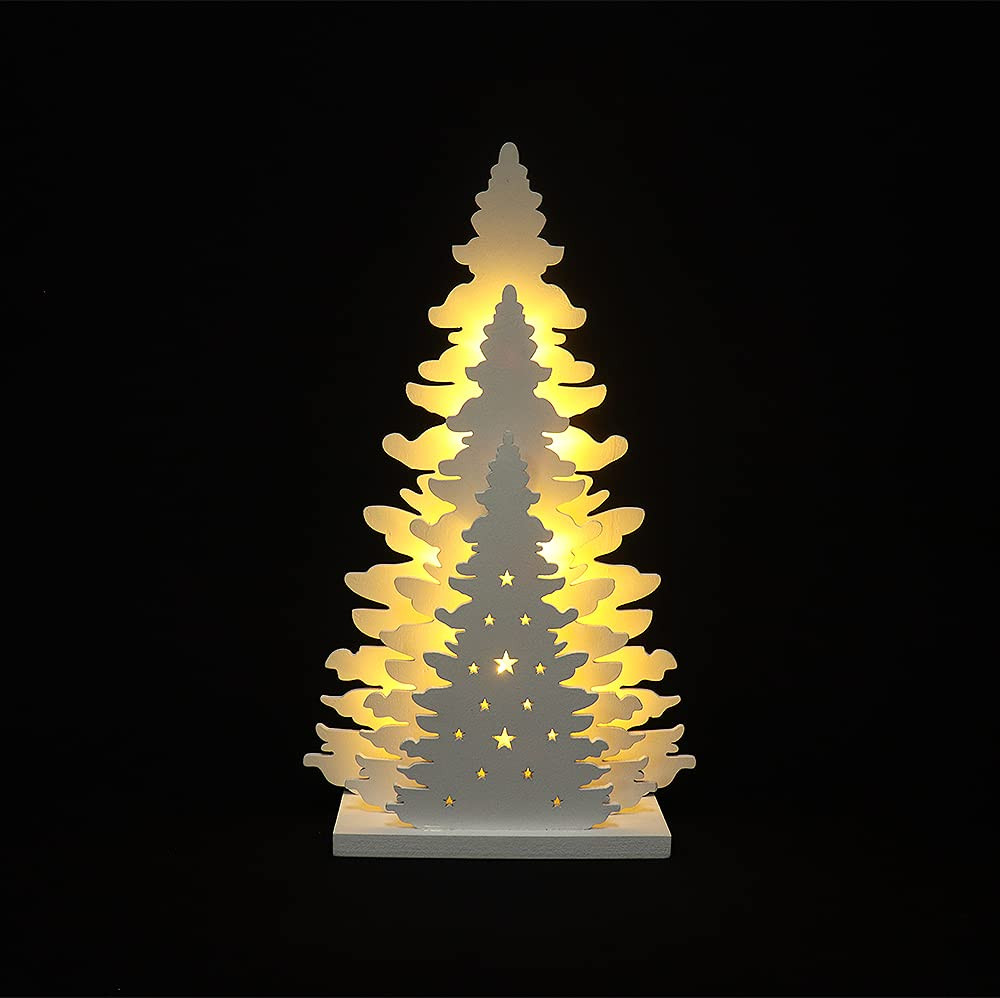 Wooden Christmas Tree Tabletop Decor, LED Wood Craft Christmas Trees Light 2AA Battery Powered 10... | Amazon (US)