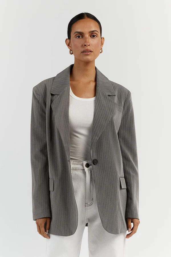 DIEGO LIGHT GREY PINSTRIPE BLAZER | DISSH