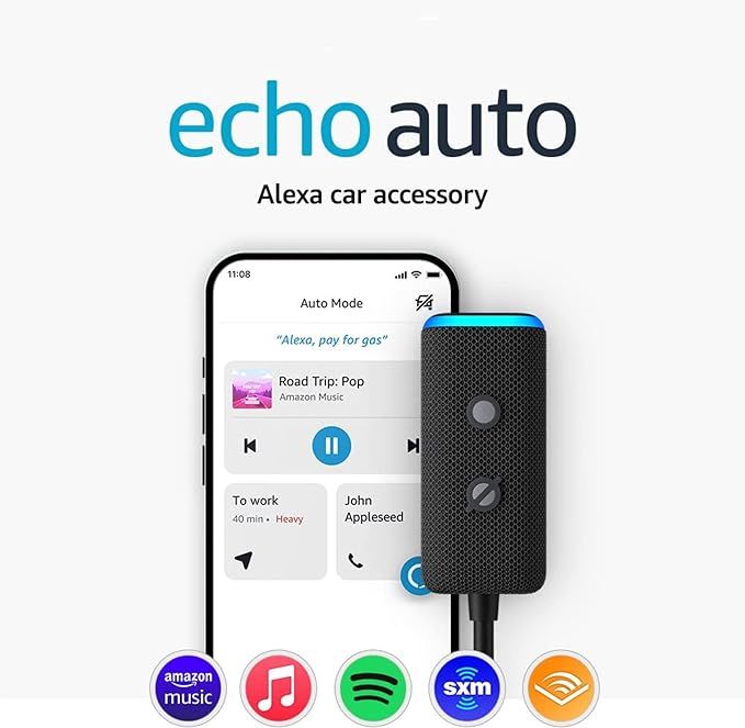 Echo Auto (2nd Gen, 2022 release) | Add Alexa to your car | Amazon (US)