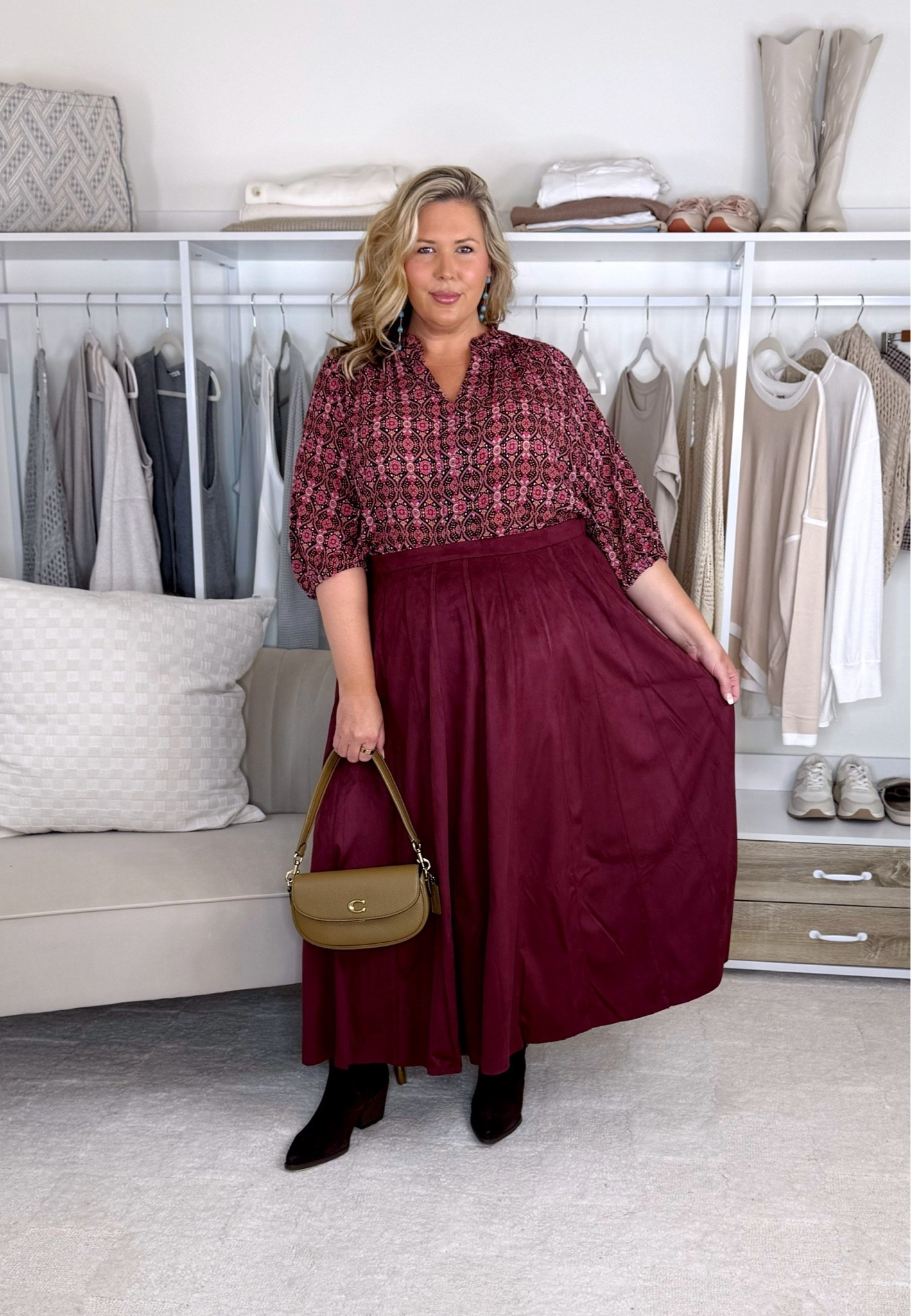 Nsale dresses + skirts. The pink dress didn’t fit me but I’m wearing a 2X but would need a 3X. I sized down in the black dress to a 1X. The blue dress is a 2X but runs a little generous. The patterned blouse is a 2X. The denim skirt is a 2X. The burgundy skirt is 2X but I’d size down. Plus size, outfit inspo, fall fashion, apron belly, sale

#LTKMidsize #LTKPlusSize #LTKSeasonal