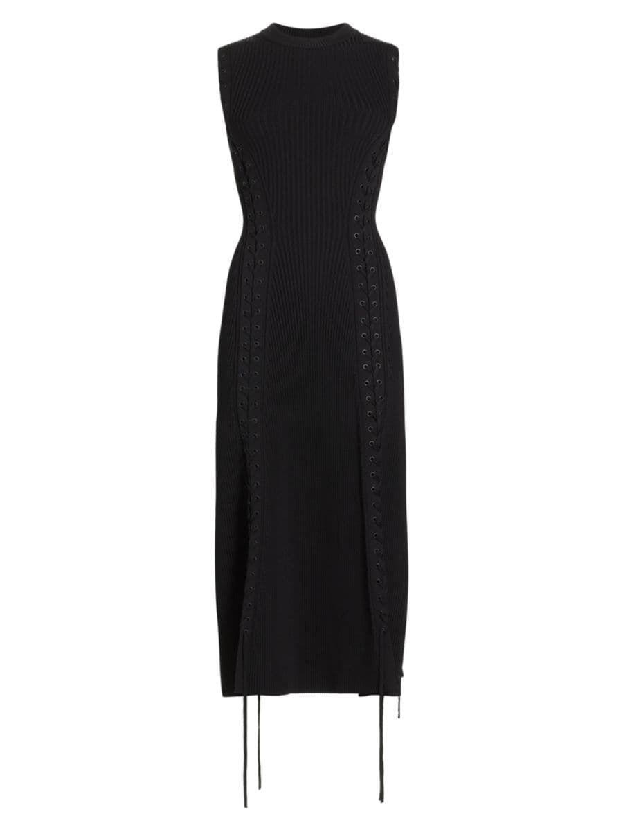 Lorena Lace-Up Ribbed Midi-Dress | Saks Fifth Avenue