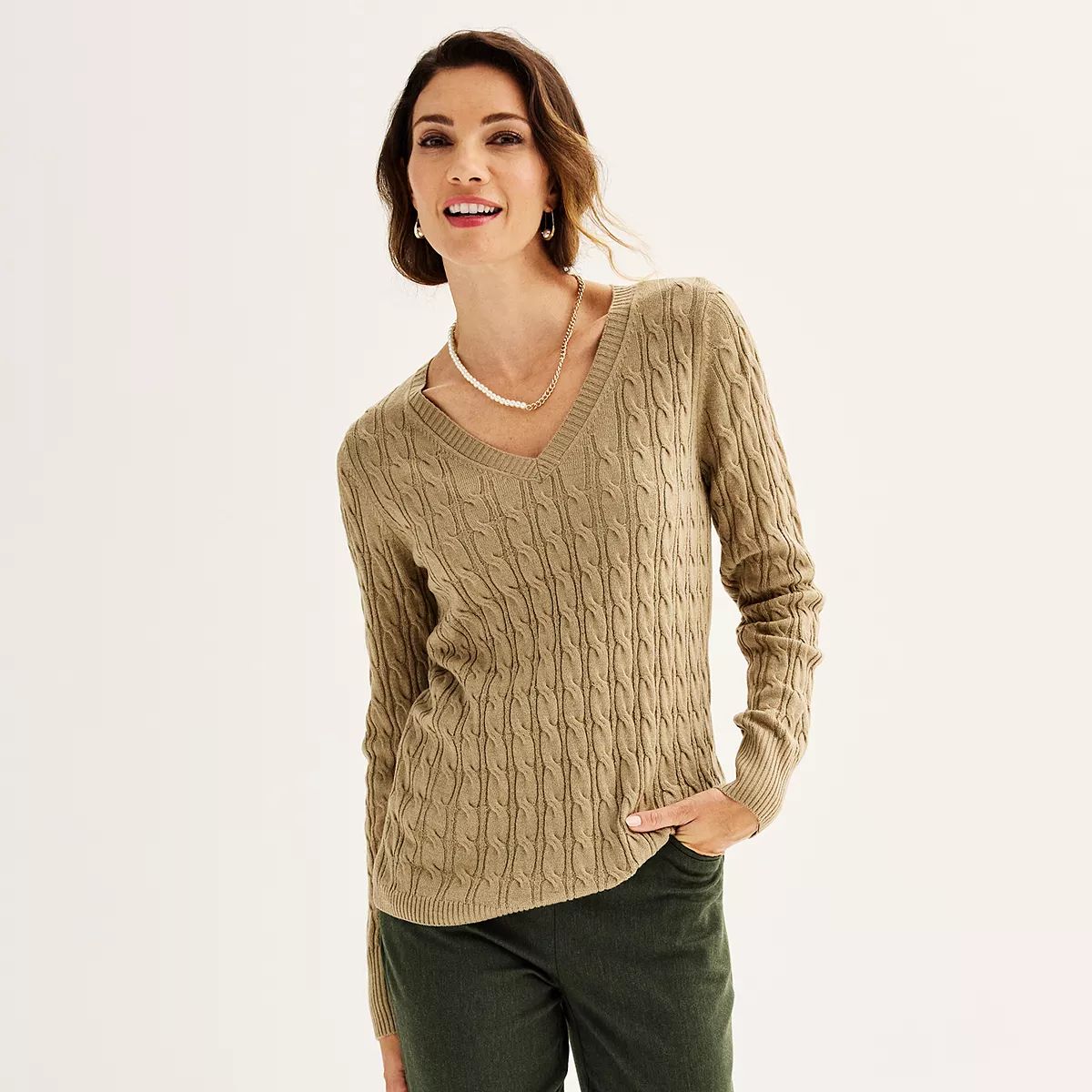 Women's Croft & Barrow® The Extra Soft Cable Knit Sweater | Kohl's