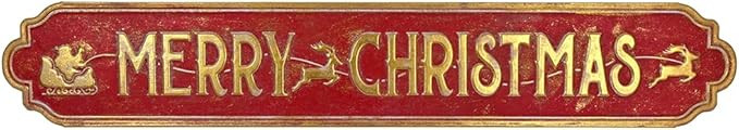 42.52x7.28 Inch Vintage Metal Merry Christmas Sign Large Holiday Plaque for Christmas Indoor Outd... | Amazon (US)