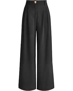 AUTOMET Women Wide Leg Dress Pants High Waisted Loose Fit Business Casual Work Trousers with Pock... | Amazon (US)