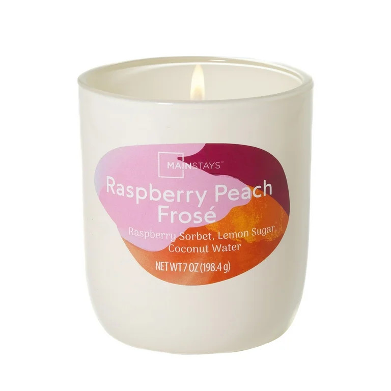 Mainstays Organic 1-Wick Glass Candle, Raspberry Peach Frosé, 7 oz | Walmart (US)