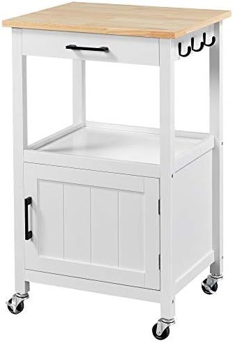 Yaheetech Rolling Kitchen Island with Single Door Cabinet and Storage Shelf, Kitchen Cart with Dr... | Amazon (US)