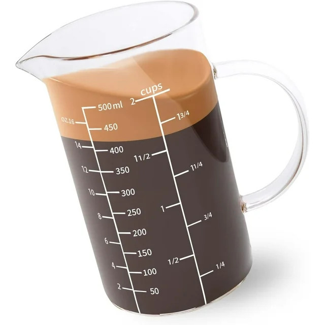 Glass Measuring Cup with Handle - 500ml (0.5 Liter, 2 Cup) - Three Scales (OZ, Cup, ML) - High Bo... | Walmart (US)