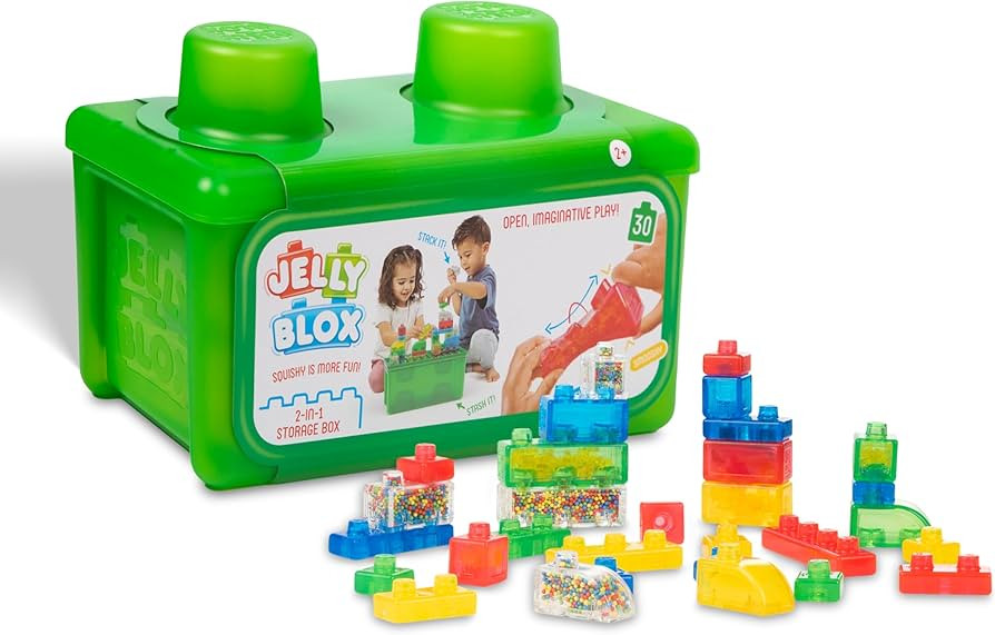 Jelly Blox Stash 'N Stack 2-in-1 Storage Case Including 30 Blocks | Toddler & Preschool Building ... | Amazon (US)