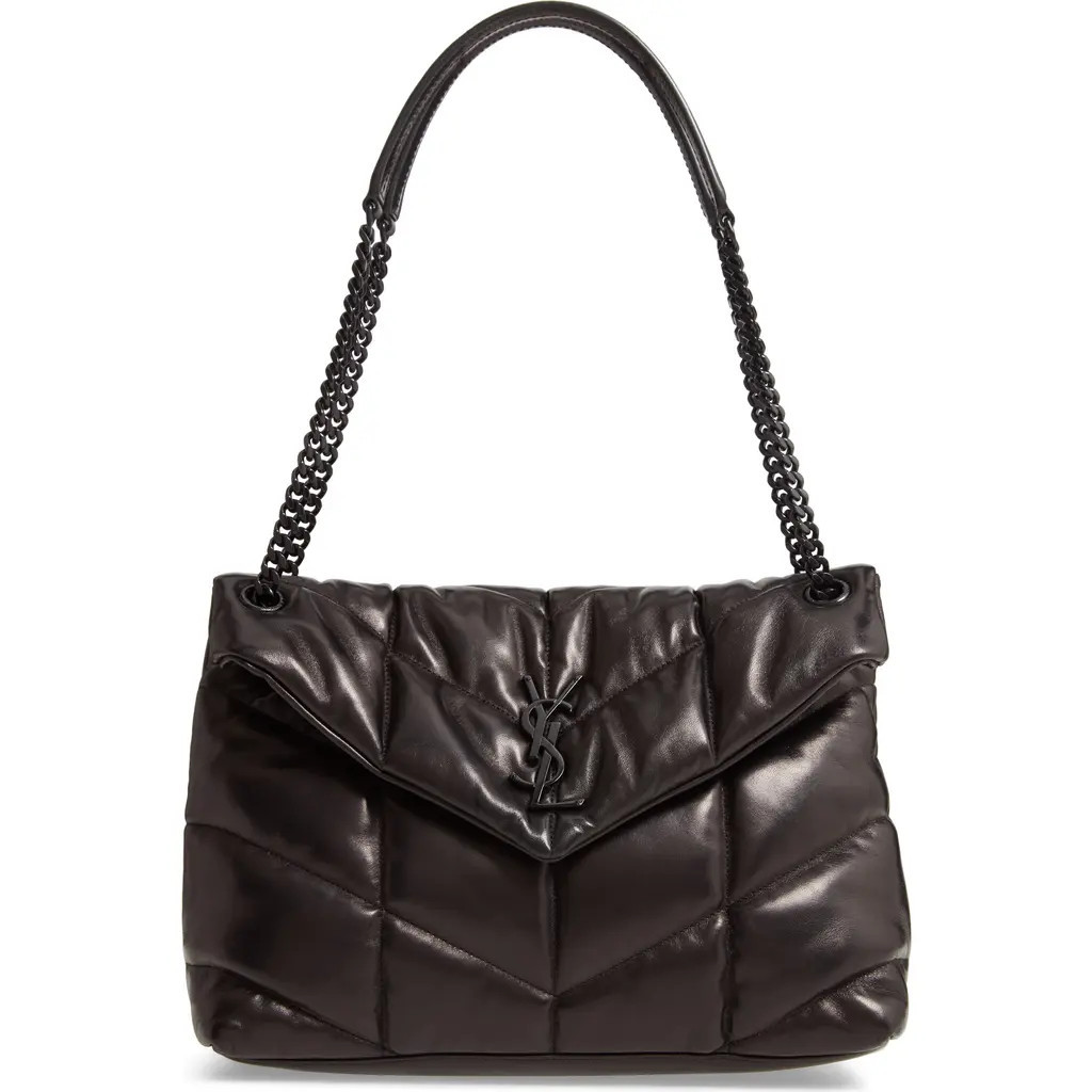 Saint Laurent Medium Loulou Quilted Puffer Leather Shoulder Bag in Noir at Nordstrom | Nordstrom