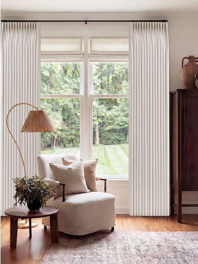 Pinch Pleated Blackout Curtains for Bedroom Luxury Linen Blend Pinch Pleat Dual Layer Curtains 90... | Amazon (US)