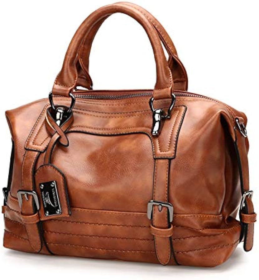 Women Leather Ladies Messenger Shoulder Bag Tote Satchel Purse Brown, Brown | Amazon (US)