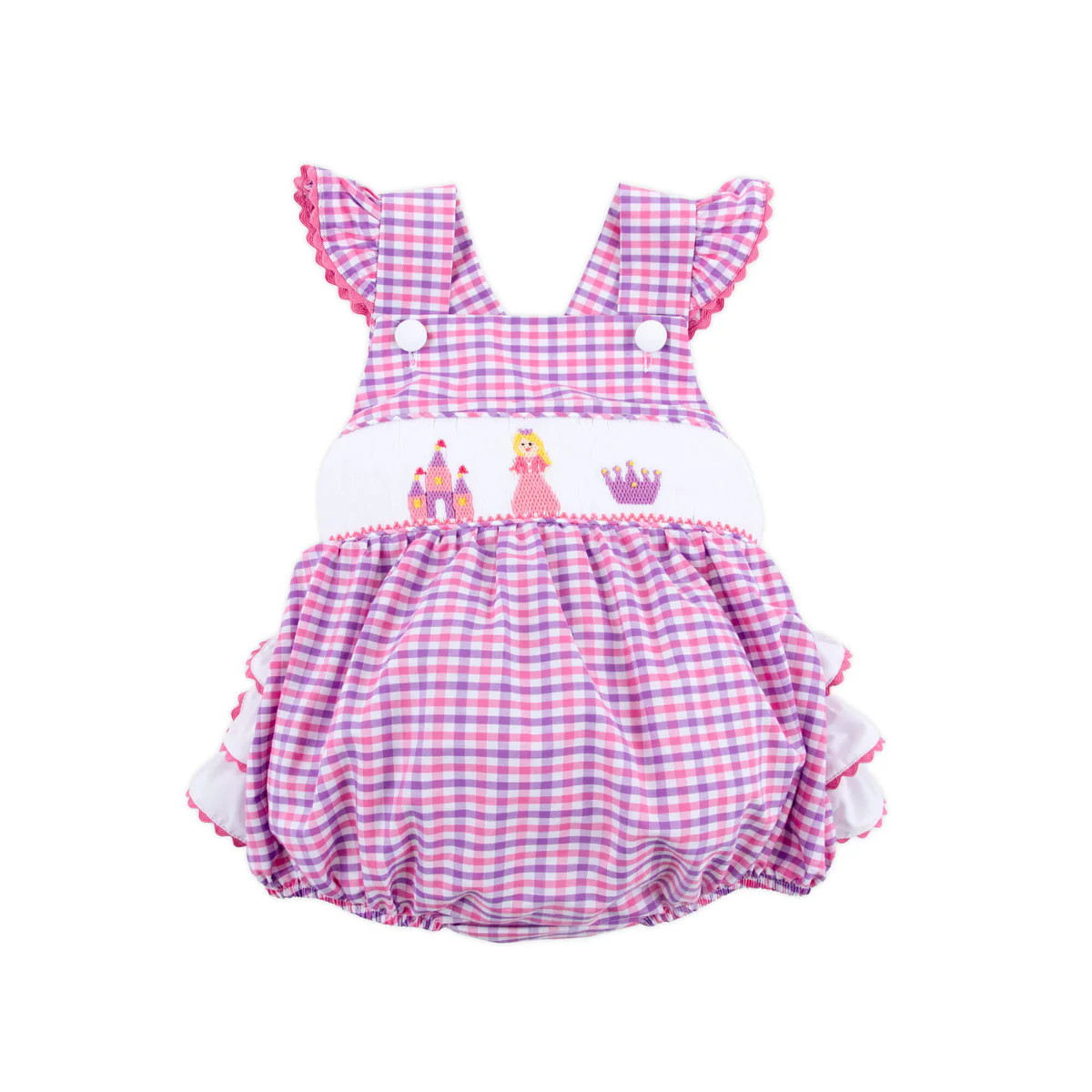 Princess Castle Smocked Pink & Purple Leah Bubble | Classic Whimsy