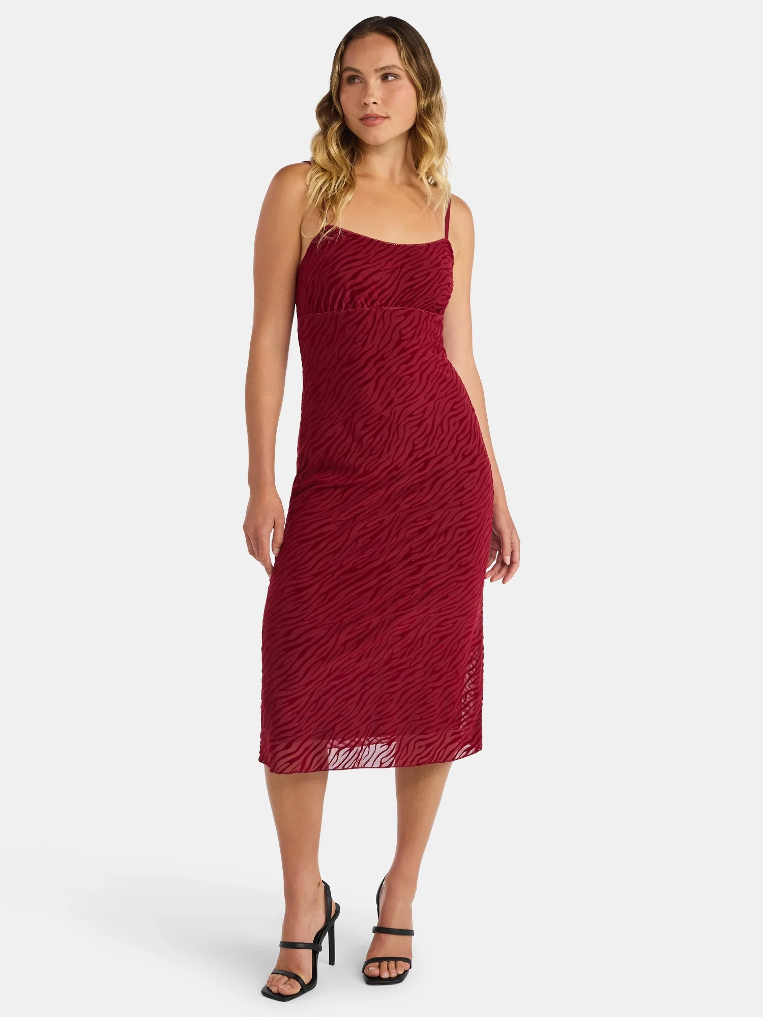 Madden NYC Women’s Burnout Velvet Midi Dress, Sizes XXS-XXL | Walmart (US)