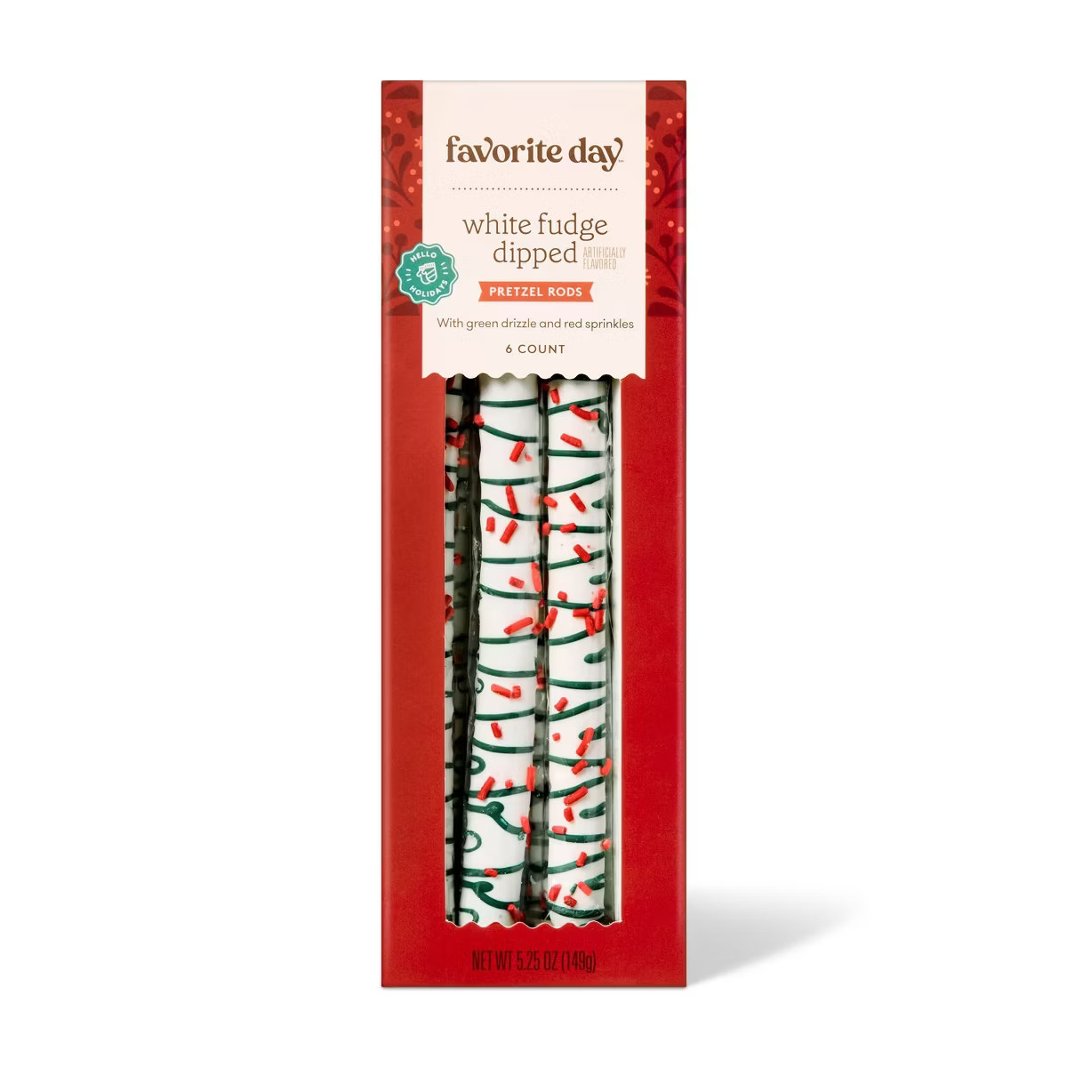 Christmas White Fudge Dipped Pretzel Rods - 5.25oz/6ct - Favorite Day™ | Target