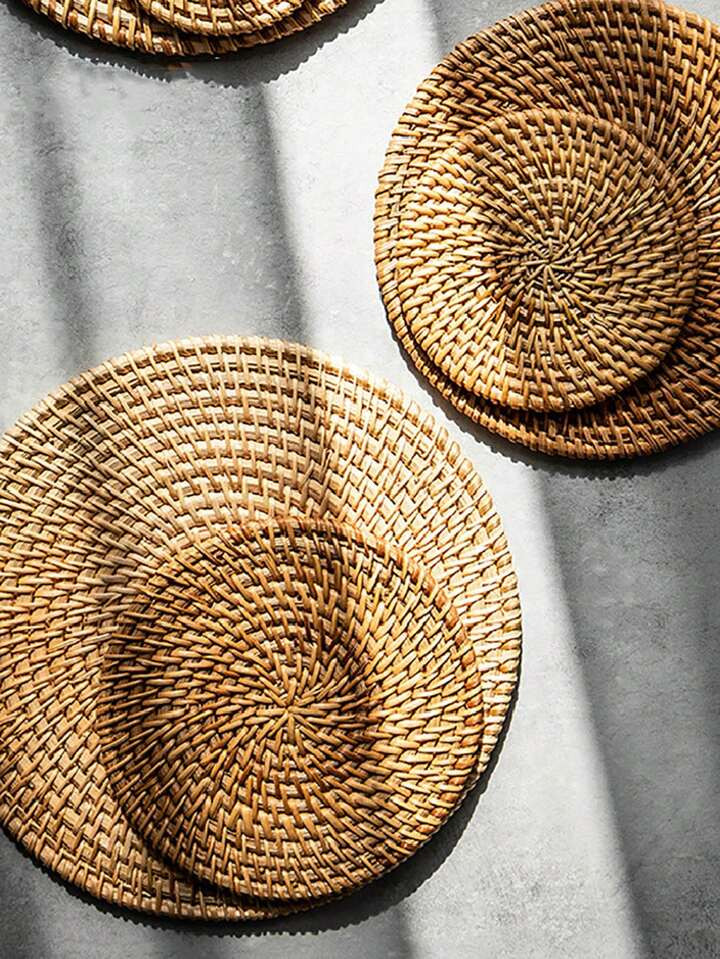 1pc Rattan Place Mat, Modern Woven Round Table Mat For Kitchen Dining Table | SHEIN