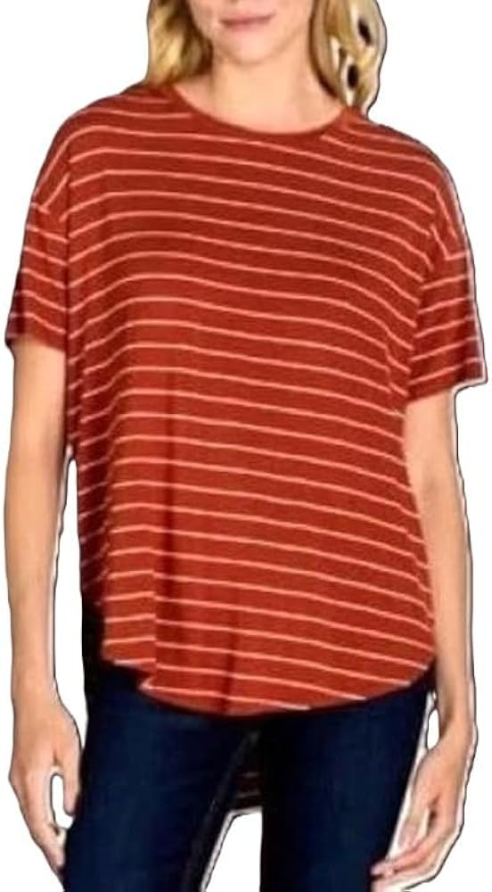 Time and Tru Women's Short Sleeve Crewneck Tunic T-Shirt (US, Alpha, Large, Regular, Regular, Aub... | Amazon (US)