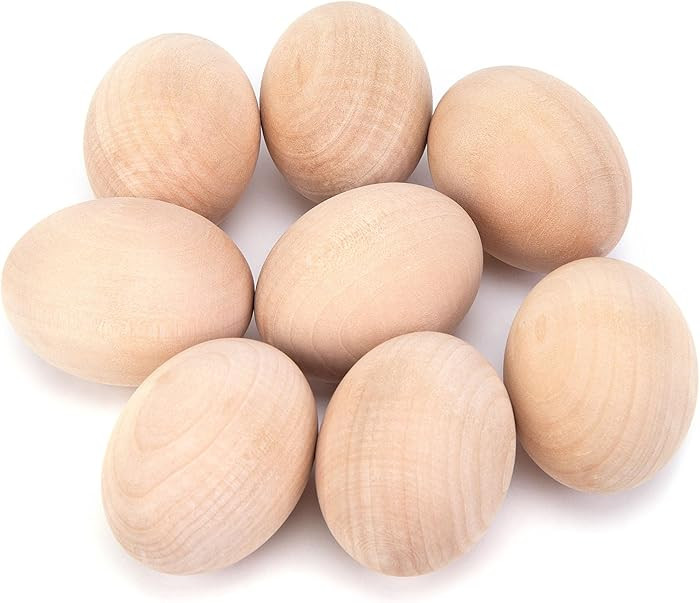 DomeStar Wooden Fake Chicken Eggs, 8PCS 2.5" Unpainted Faux Wood Eggs for Encouraging Hens to Lay | Amazon (US)
