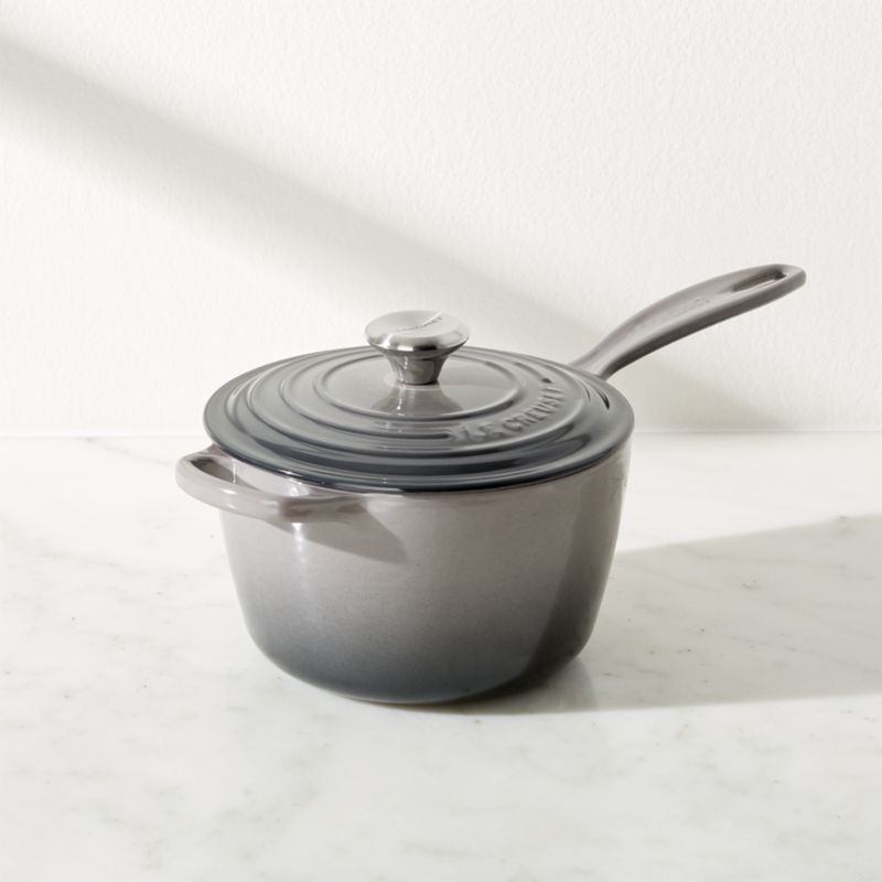 Le Creuset Signature 2.25-Qt. Oyster Grey Enameled Cast Iron Saucepan with Lid + Reviews | Crate ... | Crate & Barrel