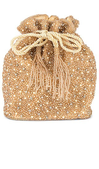 Mini Pearl Drawstring Bag in Champagne | Revolve Clothing (Global)