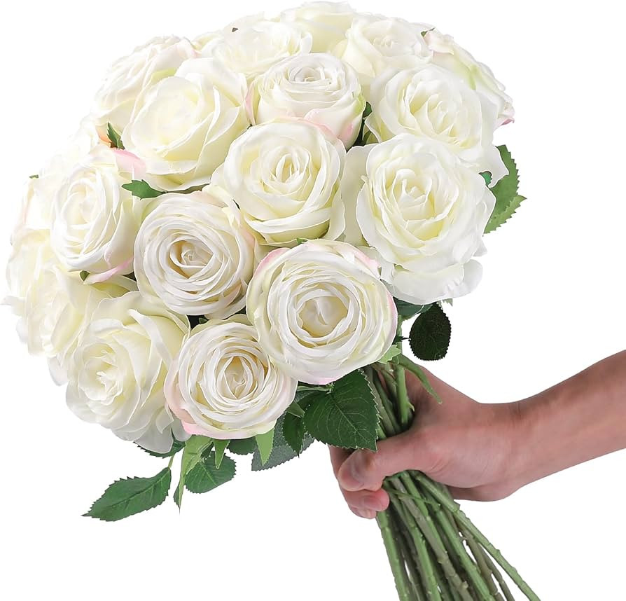 Floweroyal 12pcs Artificial Roses Silk Flowers with Long Stem Fake Roses Bouquet for Wedding Bouq... | Amazon (US)