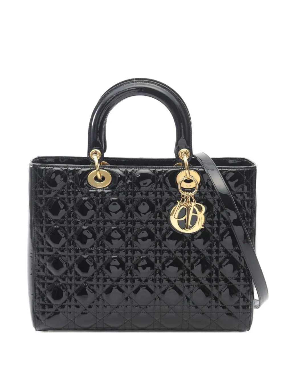 Christian Dior Pre-Owned 2010s large Lady Dior handbag - Black | Farfetch Global