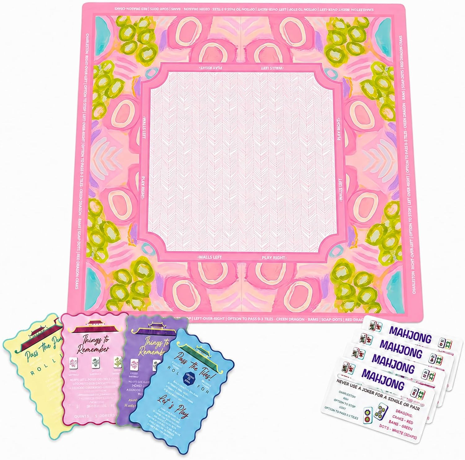 Mahjong Mat Set with 4 Shuffle Cards, 4 Line Readers and Carrying Bag- 002 | Amazon (US)