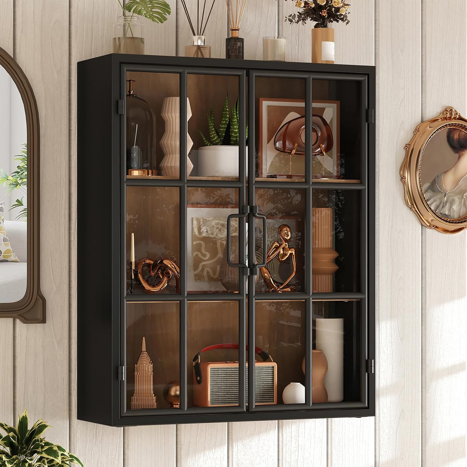 Handmade Bathroom Wall Cabinet with Glass Doors, No Assembly Required | Amazon (US)