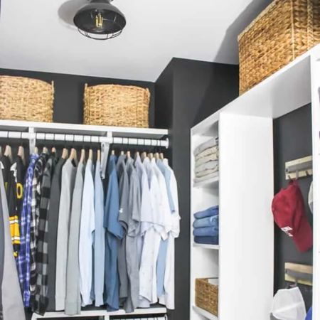 Organize a small master closet quickly and easily with these beautiful and functional storage baskets, hooks, and shelves. 

#LTKhome #LTKstyletip #LTKfindsunder50