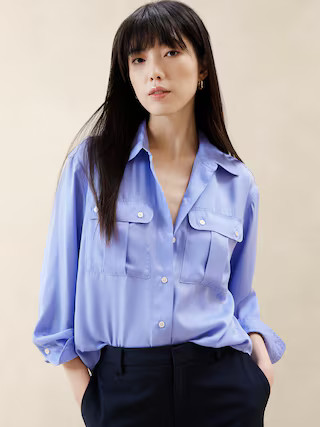 Double Pocket Satin Shirt | Banana Republic Factory