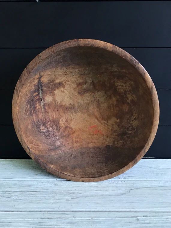 Antique primitive Wooden Bowl / Vintage Japan Wood Dough Bowl / Bread Bowl / Farmhouse Country Ho... | Etsy (US)