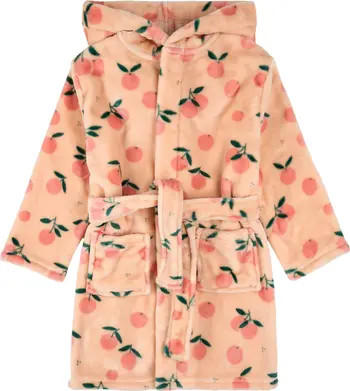 Petit Lem Kids' Orange Print Hooded Fleece Robe | Nordstrom | Nordstrom