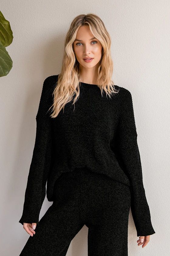 Comfy Cutie Black Chenille Sweater | Lulus (US)