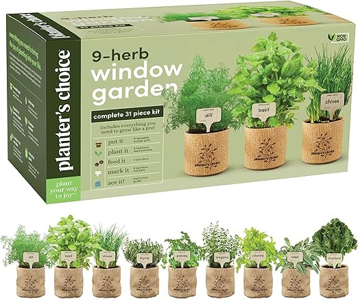 Planters' Choice 9 Herb Indoor Window Garden Kit - House Plants Seeds - Best Unique Christmas Gif... | Amazon (US)