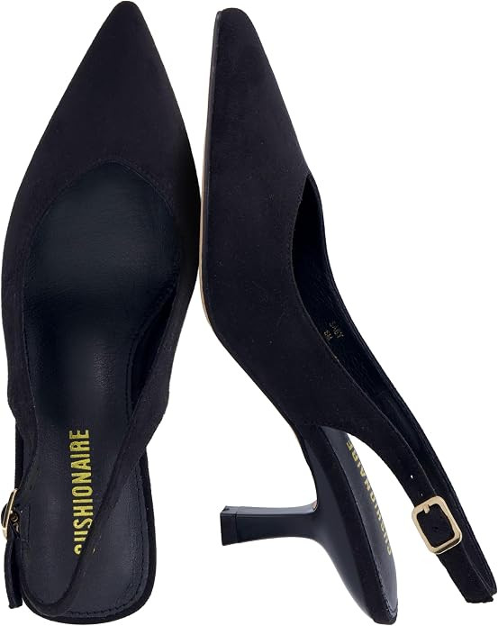 CUSHIONAIRE Saby Slingback Kitten Heels for Women, Pointed Toe Pumps with Adjustable Ankle Strap ... | Amazon (US)