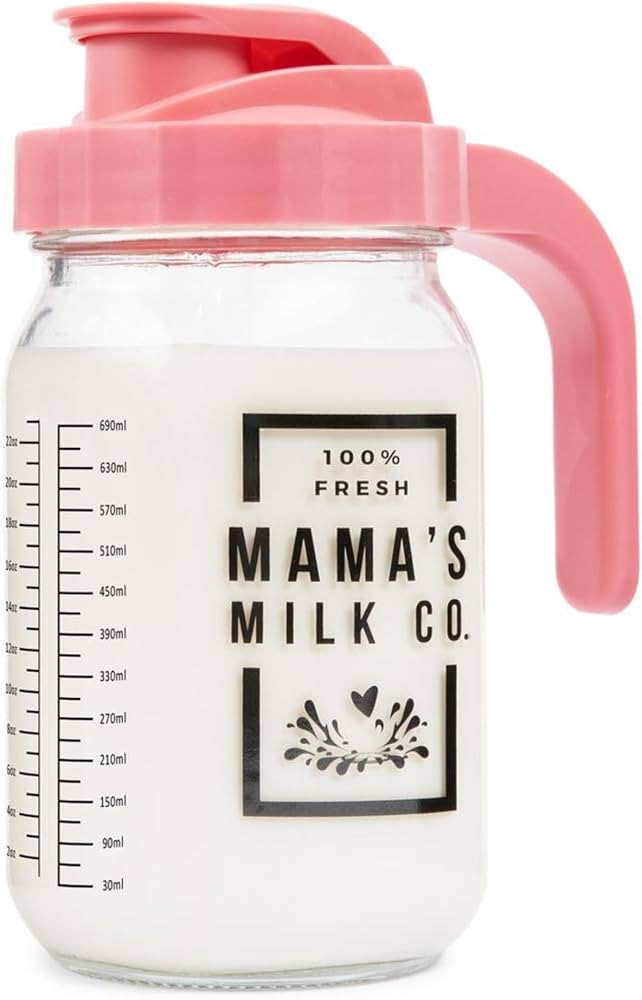 Breast Milk Pitcher (32oz) with Leak Proof Pop Top Lid - Easy Pour Mason Breastmilk Pitcher - Gla... | Amazon (US)