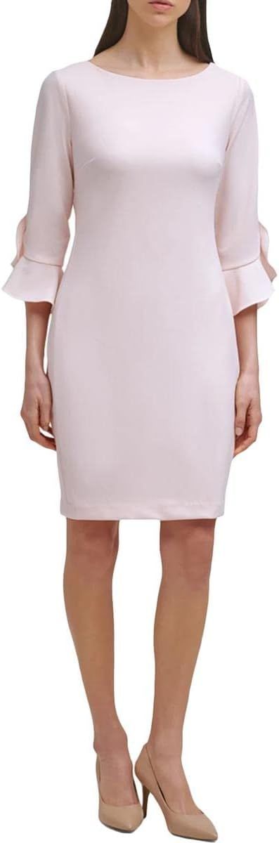 Karl Lagerfeld Paris Women's Tulip Sleeve Crepe Dress | Amazon (US)