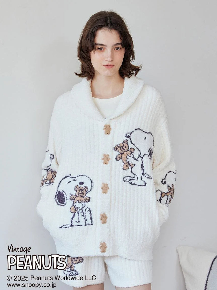 [PEANUTS] [UNISEX] SNOOPY×BEAR Jacquard Shawl Cardigan | Gelato Pique