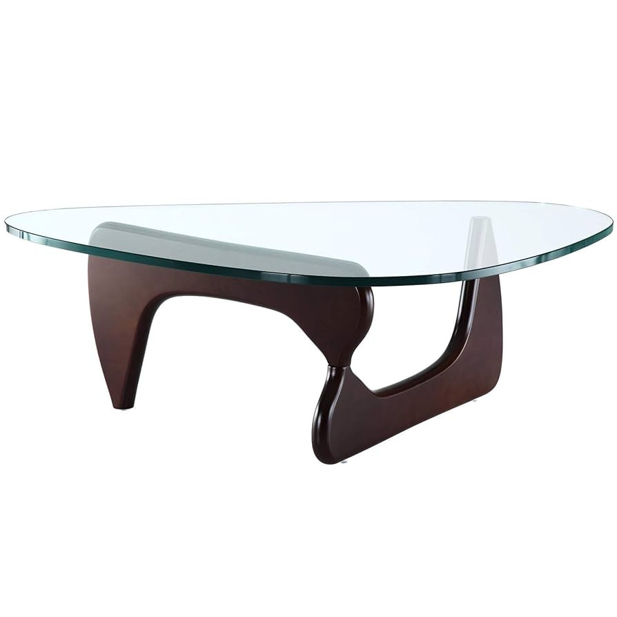 eMod - Mid-Century Modern Coffee Table Triangle Glass Top Premium Wood Base (Dark Walnut) | Amazon (US)