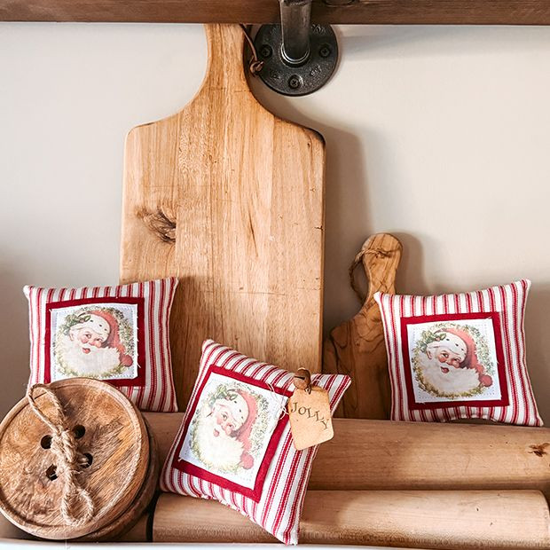 Primitive Santa Pillow Bowl Fillers Set of 3 | Antique Farm House