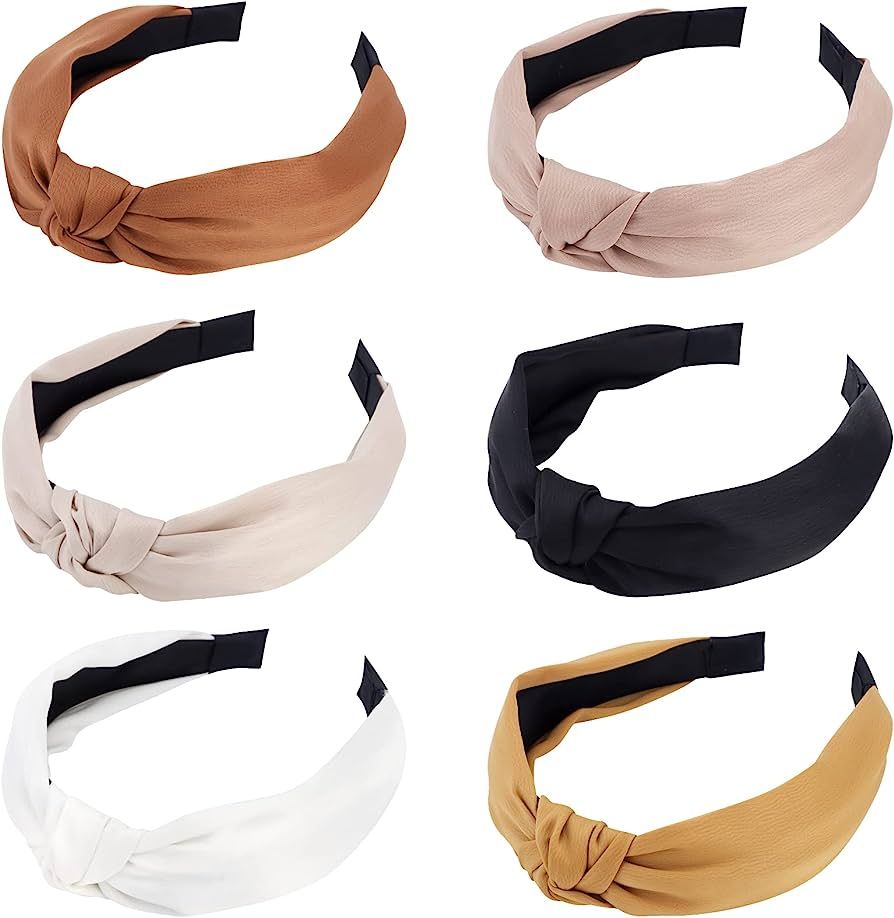 TOBATOBA Knotted Headband for Women, 6 Pack Satin Headbands Neutral Headbands for Women, Fashion ... | Amazon (US)