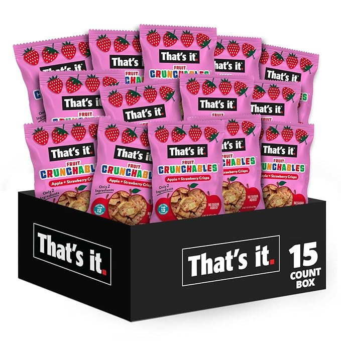 That’s it. Fruit Crunchables Apple + Strawberry Crisps, 15-Pack – 100% Real Fruit Snacks for ... | Amazon (US)