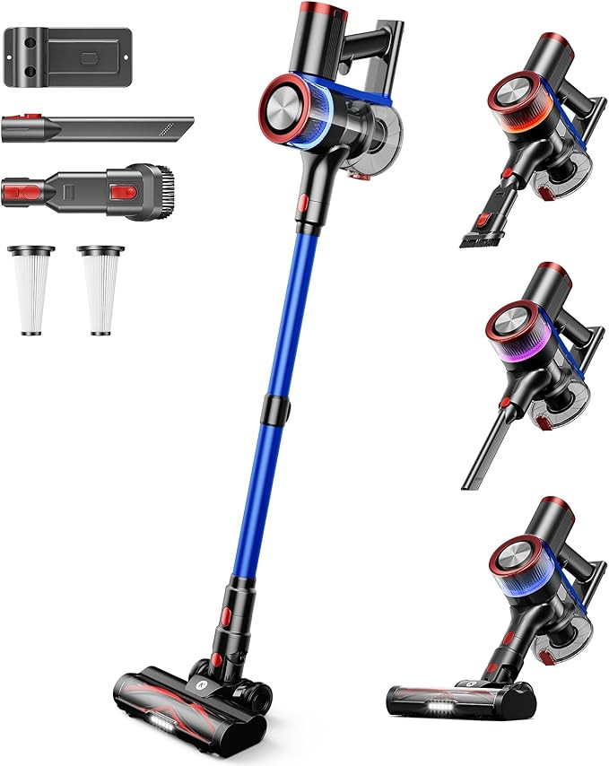 NADALY Cordless Vacuum Cleaner, 550W 45Kpa 65Mins Vacuum Cleaners for Home, Stick Vacuum with LED... | Amazon (US)