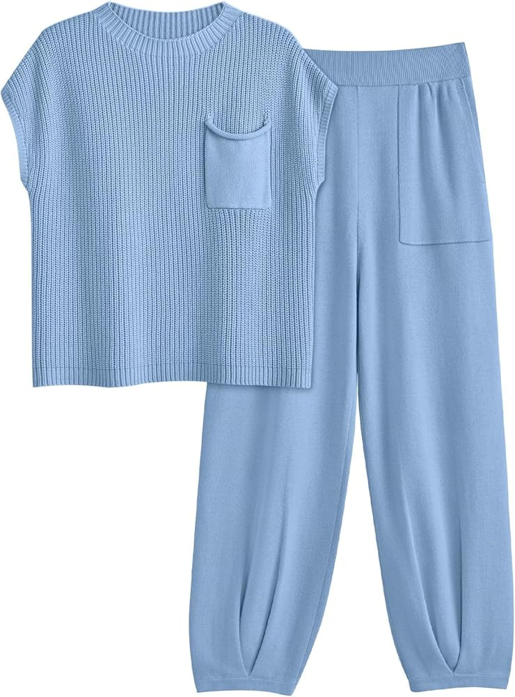 LILLUSORY 2 Piece Knit Sets For Women Trendy Sweatsuit Sets | Amazon (US)